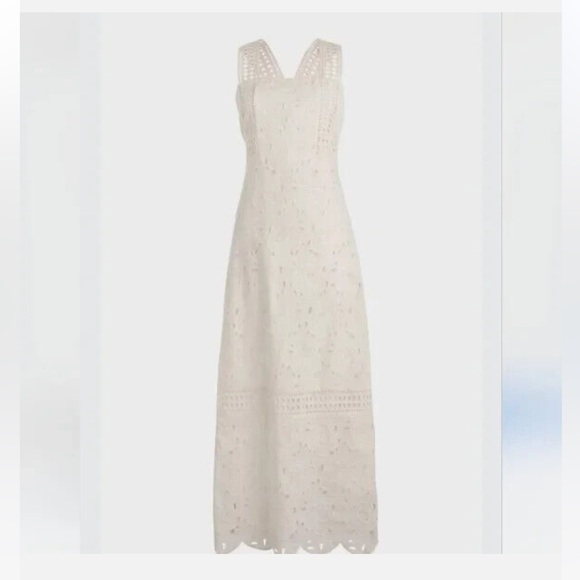 J. Crew Collection Ivory Austrian Eyelet Lace Midi Dress - Picture 6 of 15
